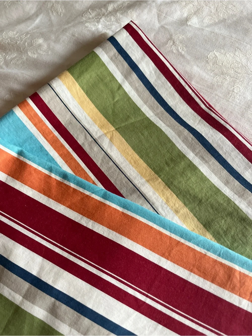 Set of 2 Pottery Barn 26” Square Cotton Pillow Covers – Multicolor Stripes